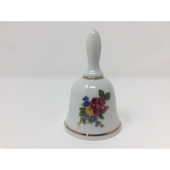 Reutter Porzellan Porcelain Bell White Floral Design Made in West Germany - Picture 3 of 5